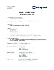 Prestatieverklaring Rockpanel Durable 6mm Uni - BE