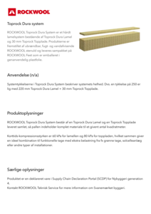 Produktdatablad, Toprock Dura System