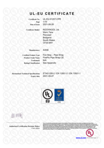 Firepro Intumescent Pipe Wrap CE UL-EU Certificate