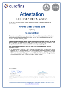 FirePro CB50 Coated Batt LEED VOC Attestation Certificate