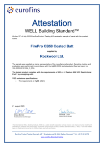 FirePro CB50 Coated Batt WELL Building Standard VOC Attestation Certificate
