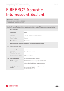 FirePro Acoustic Intumescent Sealant (EU) MSDS 2023