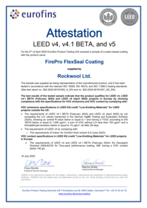 FirePro Flex Seal Coating LEED VOC Attestation Certificate