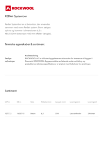 Produktdatablad, REDAir Systembor