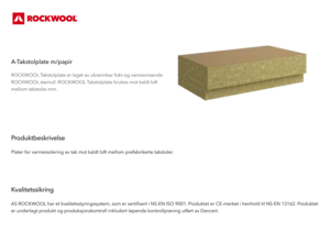 Produktdatablad - A-Takstolplate m papir
