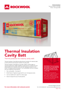 Thermal Insulation Cavity Batt Datasheet