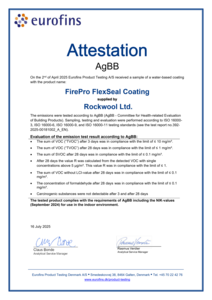 FirePro Flex Seal Coating AgBB VOC Attestation Certificate