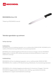 Produktdatablad, ROCKWOOL Kniv 310