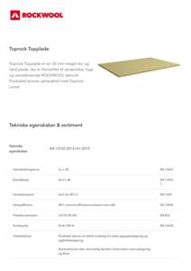 Produktdatablad, Toprock Topplade