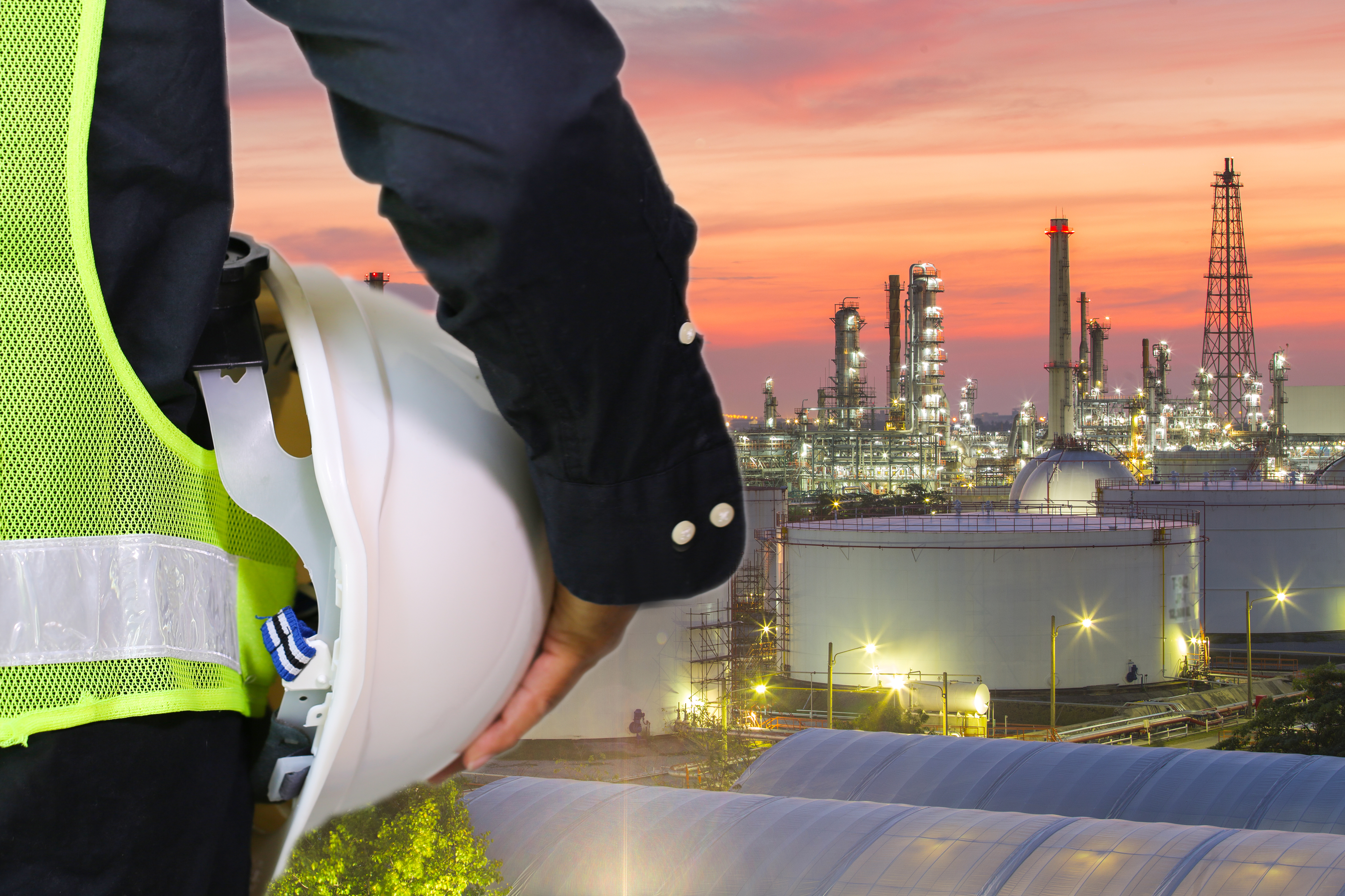 engineer, worker, safety, helmet, process, petrochemical, industry, industrial, evening, plant, ProRox, one person, back