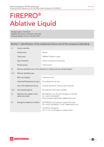 FirePro Ablative Liquid (NI) MSDS 2023
