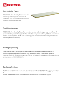 Produktdatablad, Dura Underlay Fleece