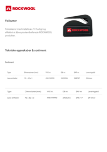 Produktdatablad, Foilcutter