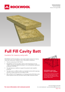 Full Fill Cavity Batt Datasheet