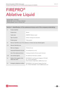 FirePro Ablative Liquid (EU) MSDS 2023