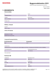 Byggvarudeklaration Roxull Vindsull