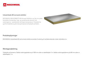 Produktdatablad, Industribatts 80 Armeret Alufolie