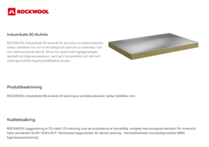 Produktdatablad, Industribatts 80 Armeret alufolie