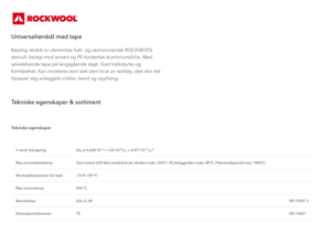 Produktdatablad - Universalrørskål med tape