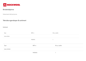 Produktdatablad - Bindetrådpinne