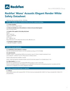 Rockfon® Mono® Acoustic Elegant Render White Safety Datasheet