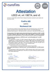 FirePro AIS LEED VOC Attestation Certificate