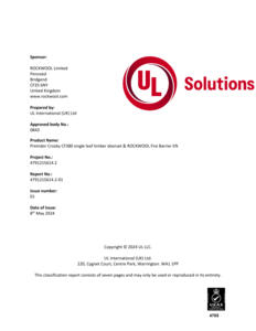 Fire Barrier EN - timber door UL 4791215614.2 - Classification Report
