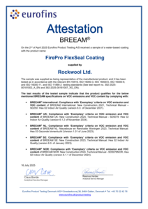 FirePro Flex Seal Coating BREEAM VOC Attestation Certificate