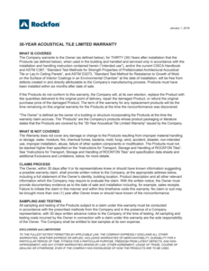 Rockfon 30 Year Acoustical Tile Warranty