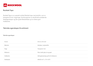 Produktdatablad - Rocktett Tape