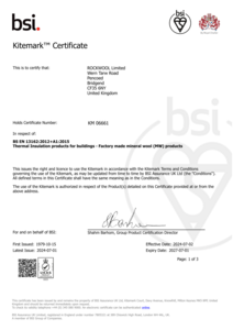 ROCKWOOL Stone Wool BSI Kitemark Certificate