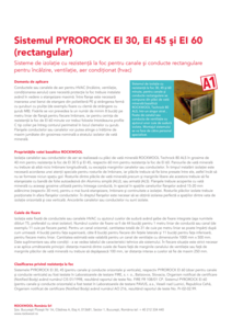 Fișă tehnică Sistemul PYROROCK EI 30, EI 45 şi EI 60 (rectangular)