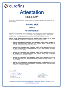 FirePro HES BREEAM VOC Attestation Certificate