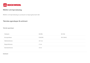 Produktdatablad - REDAir Link hjørnebeslag