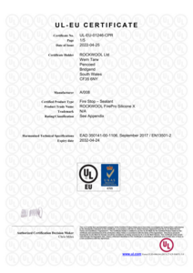 Firepro Silicone X UL-EU Certificate