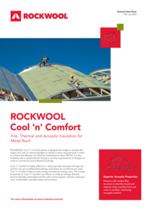 Cool 'n' Comfort™ - Fire, Thermal and Acoustic Insulation for Metal Roof (AU) -- datasheet 20240719