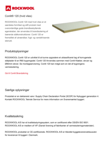 Produktdatablad, Conlit 120 med hvid vlies