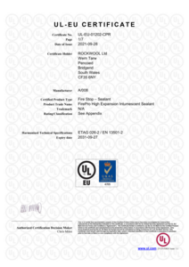 Firepro High Expansion Intumescent Sealant UL-EU Certificate
