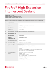 FirePro High Expansion Intumescent Sealant (NI) MSDS 2024