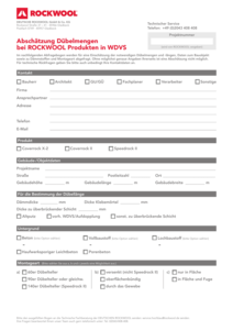 Planungsbogen Dübelmengen WDVS