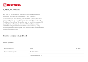 Produktdatablad, ROCKWOOL 800 Multi