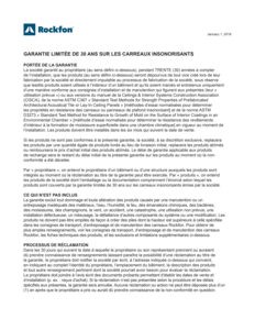 Rockfon 30 Year Acoustical Tile Warranty FR