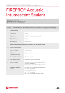 FirePro Acoustic Intumescent Sealant (GB) MSDS 2023