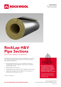 RockLap H&V Pipe Sections Datasheet