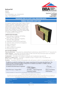 Thermal Insulation Cavity Batt BBA Certificate