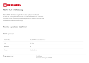 Produktdatablad, REDAir Multi SB Glidbeslag