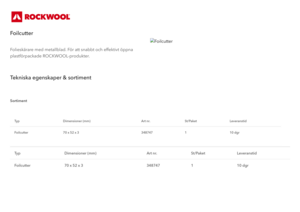 Produktdatablad, Foilcutter