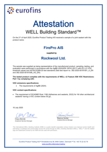 FirePro AIS WELL Building Standard VOC Attestation Certificate