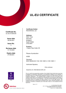 Firepro Pipe Collar CE UL-EU Certificate