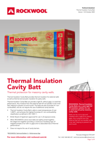 Thermal Insulation Cavity Batt Datasheet